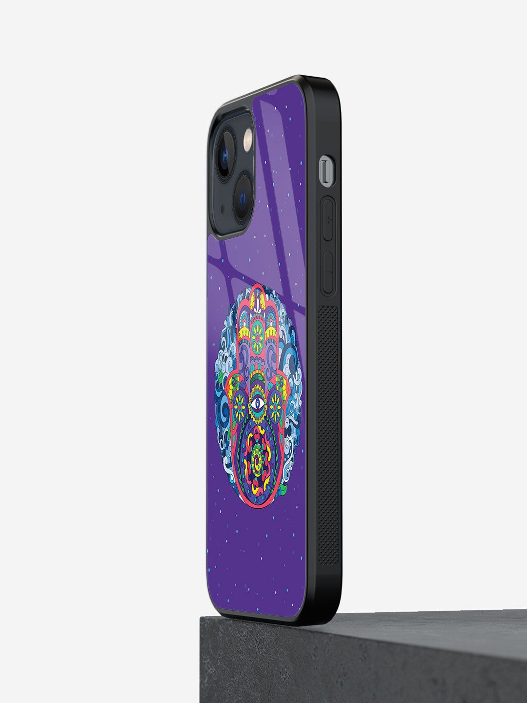 

macmerise Humsa Mandala Printed iPhone 13 Mini Phone Back case, Blue