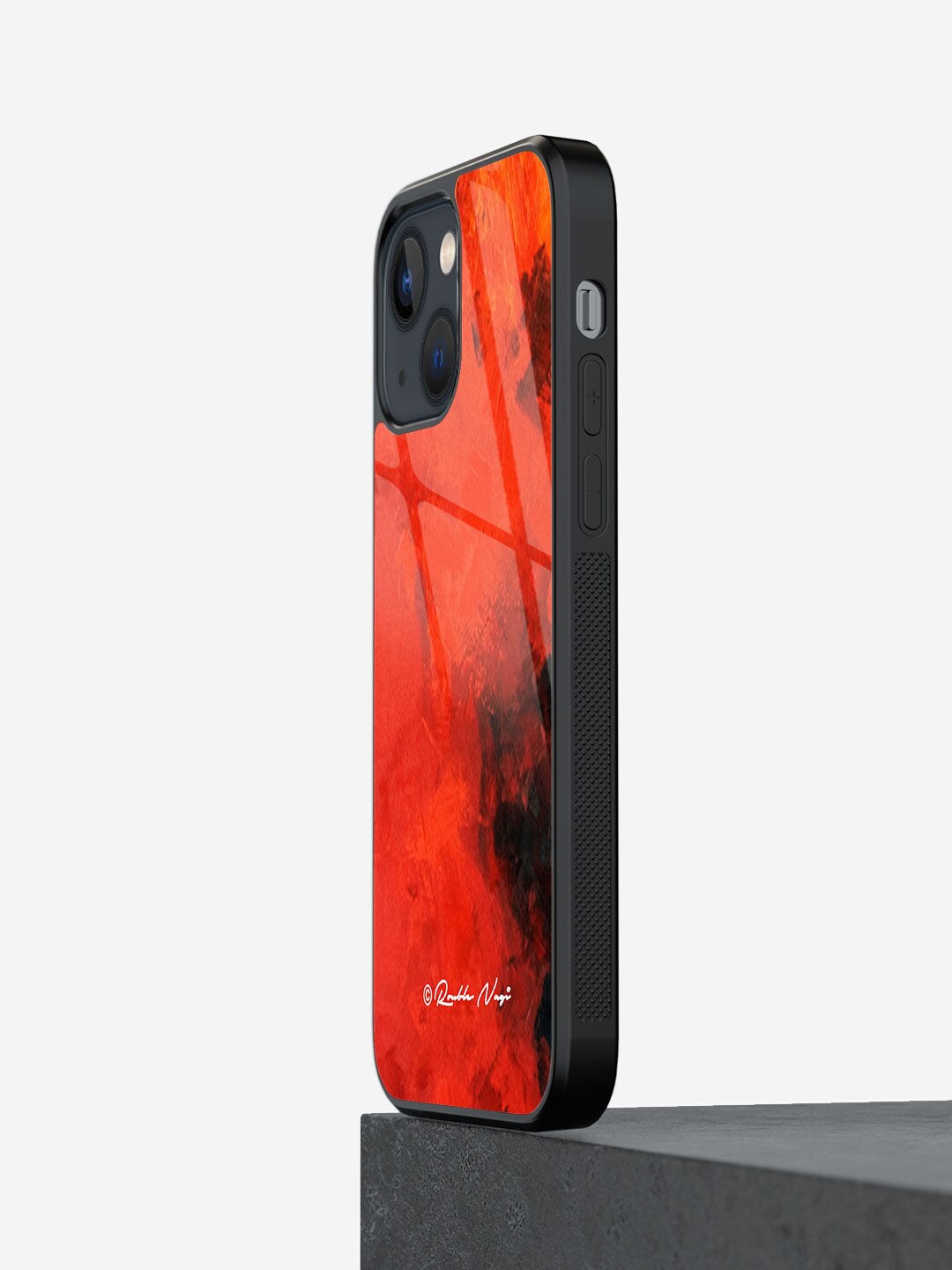 

macmerise iPhone 13 Mini Printed Glass Back Case, Red