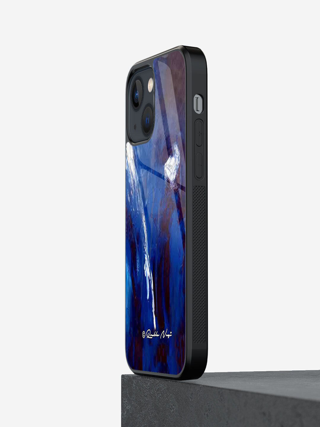 

macmerise Rainfall Design iPhone 13 Mini Glass Phone Back Case, Blue