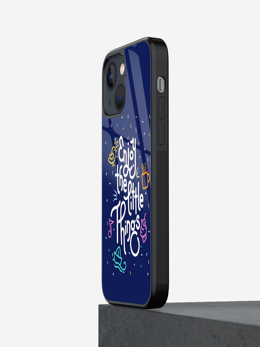 

macmerise Enjoy The Little Things Design iPhone 13 Mini Glass Phone Back Case, Blue