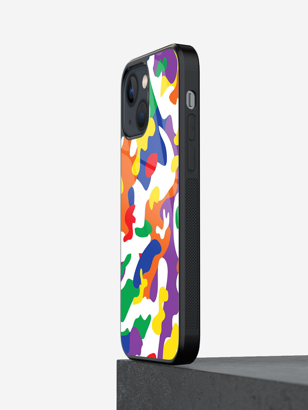 

macmerise Camo Pride Printed iPhone 13 Mini Glass Phone Back Case, White