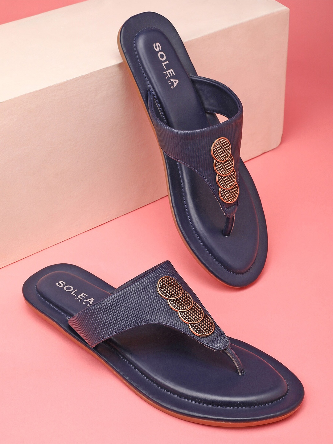 

Paragon Embellished Lightweight Open Toe Flats, Navy blue