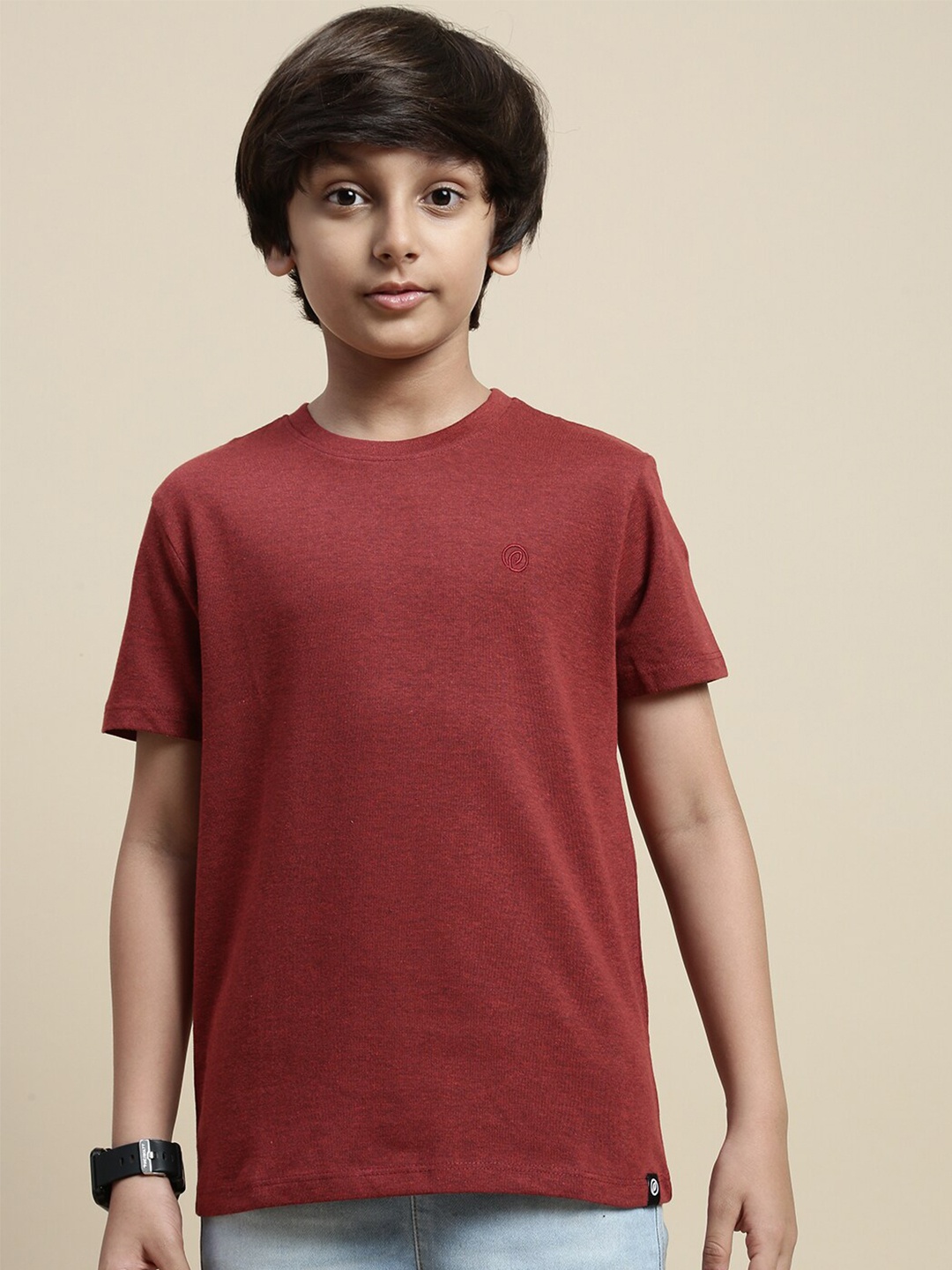 

PIPIN Boys Round Neck Pure Cotton T-shirt, Maroon