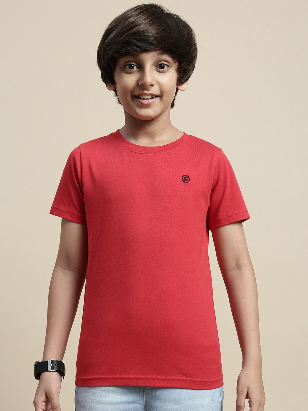 

PIPIN Boys Round Neck Pure Cotton T-shirt, Red