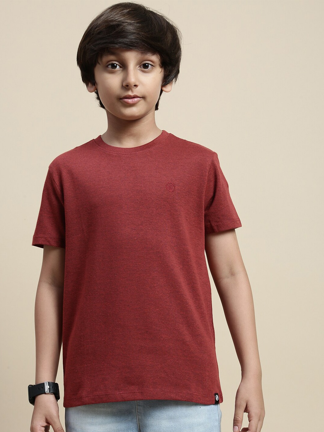 

PIPIN Boys Round Neck Pure Cotton T-shirt, Maroon