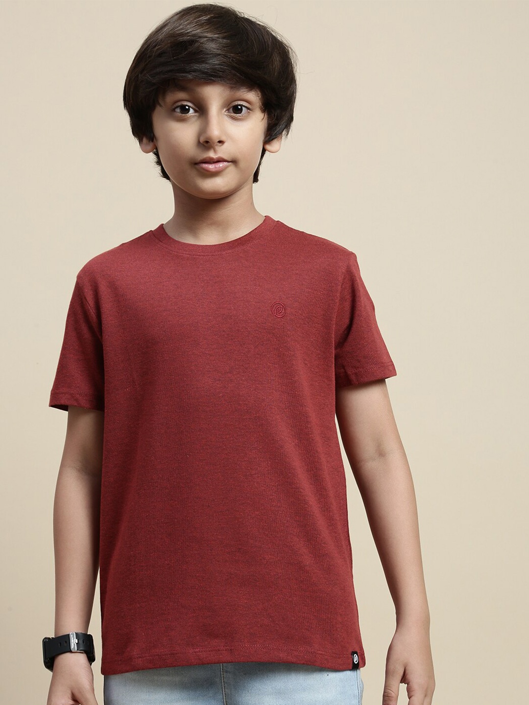 

PIPIN Boys Round Neck Cotton T-shirt, Maroon