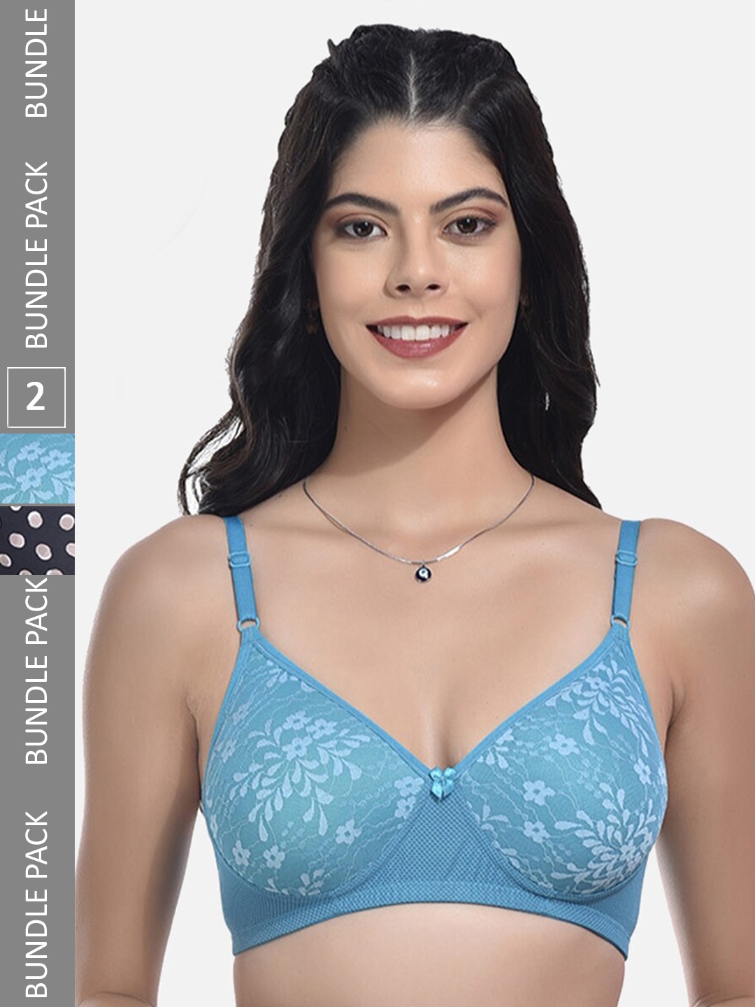 

StyFun Pack Of 2 Full Coverage Lightly Padded Bra With All Day Comfort, Blue