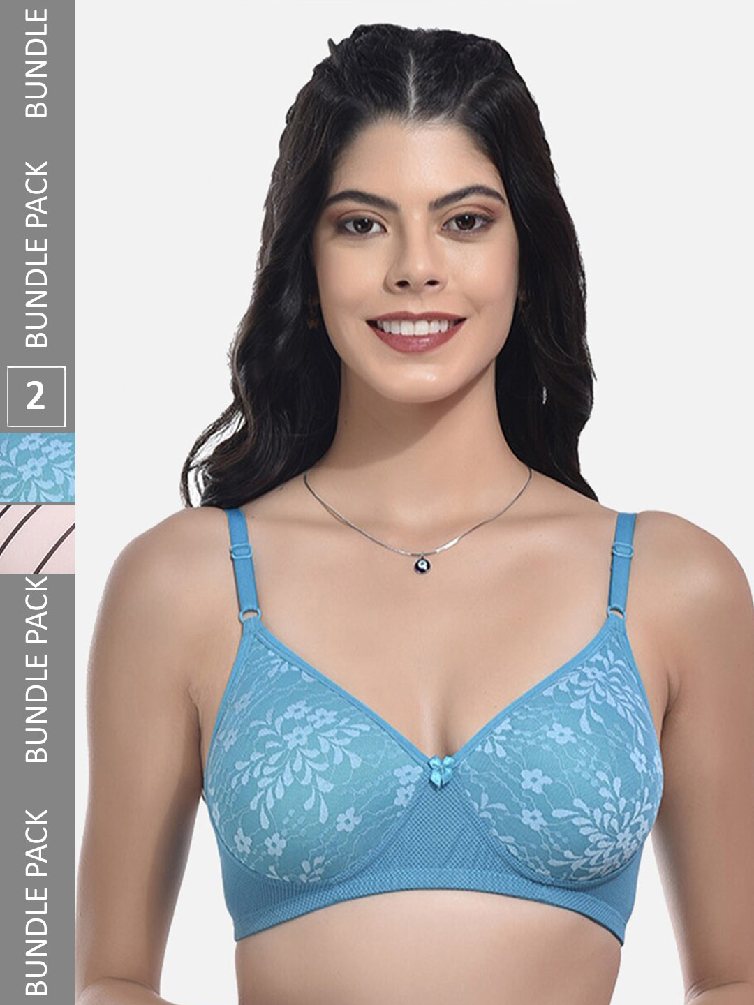 

StyFun Pack Of 2 Full Coverage Lightly Padded Non-Wired Bra With All Day Comfort, Blue