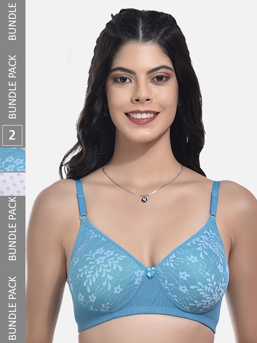 

StyFun Pack of 2 Full Coverage Lightly Padded Bra With All Day Comfort, Blue