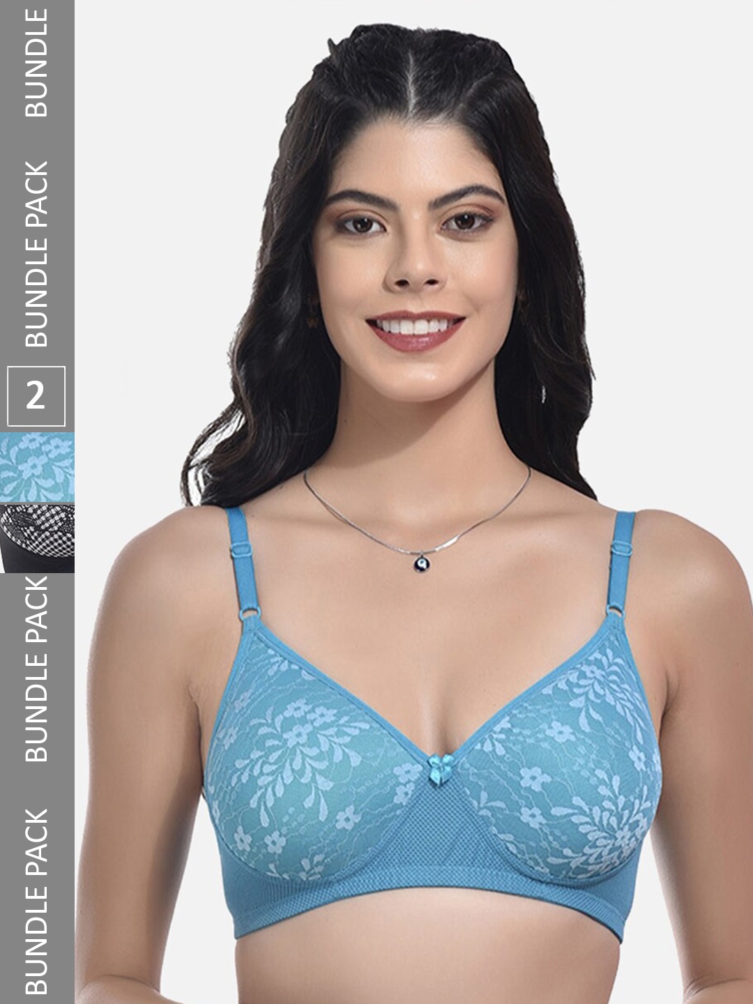 

StyFun Pack Of 2 Full Coverage Lightly Padded Bra With All Day Comfort, Blue