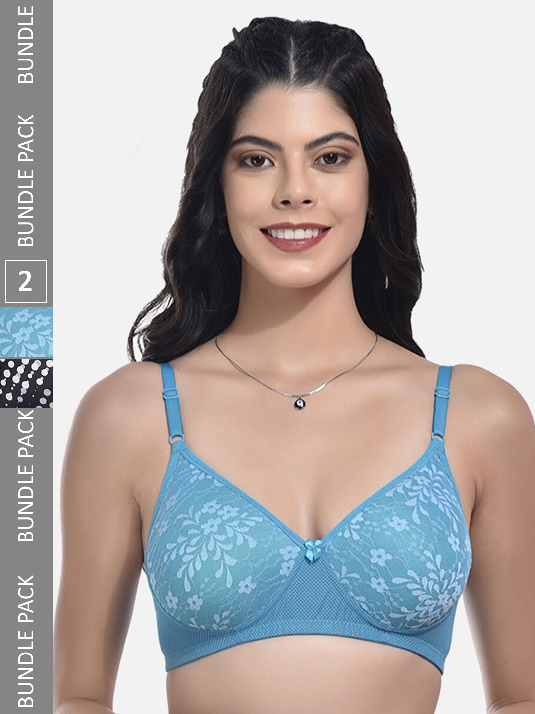 

StyFun Pack Of 2 Full Coverage Lightly Padded Bra With All Day Comfort, Blue