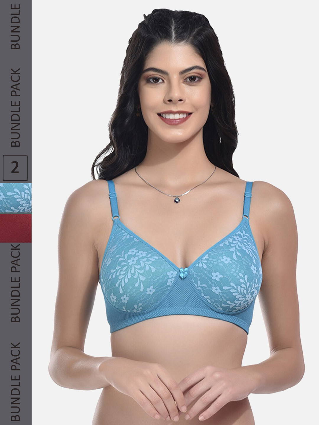 

StyFun Pack Of 2 Full Coverage Lightly Padded Bra With All Day Comfort, Blue