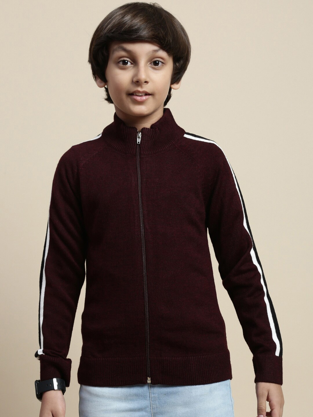 

PIPIN Boys Mock Collar Acrylic Sweatshirt, Maroon