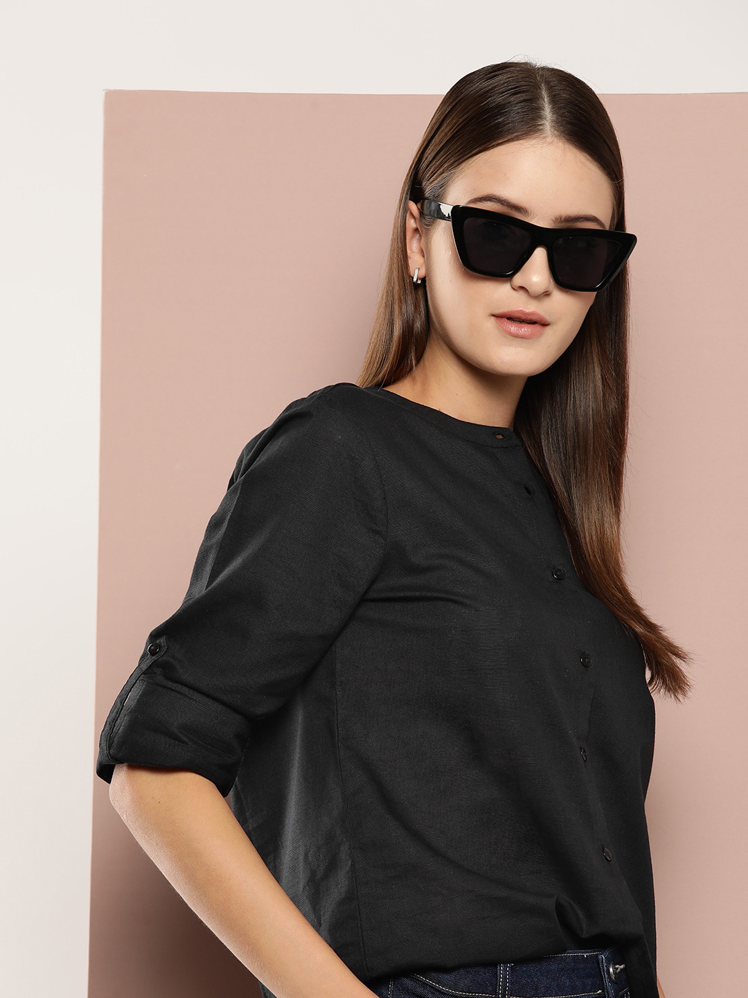 

Harvard Cotton-Linen Casual Shirt, Black