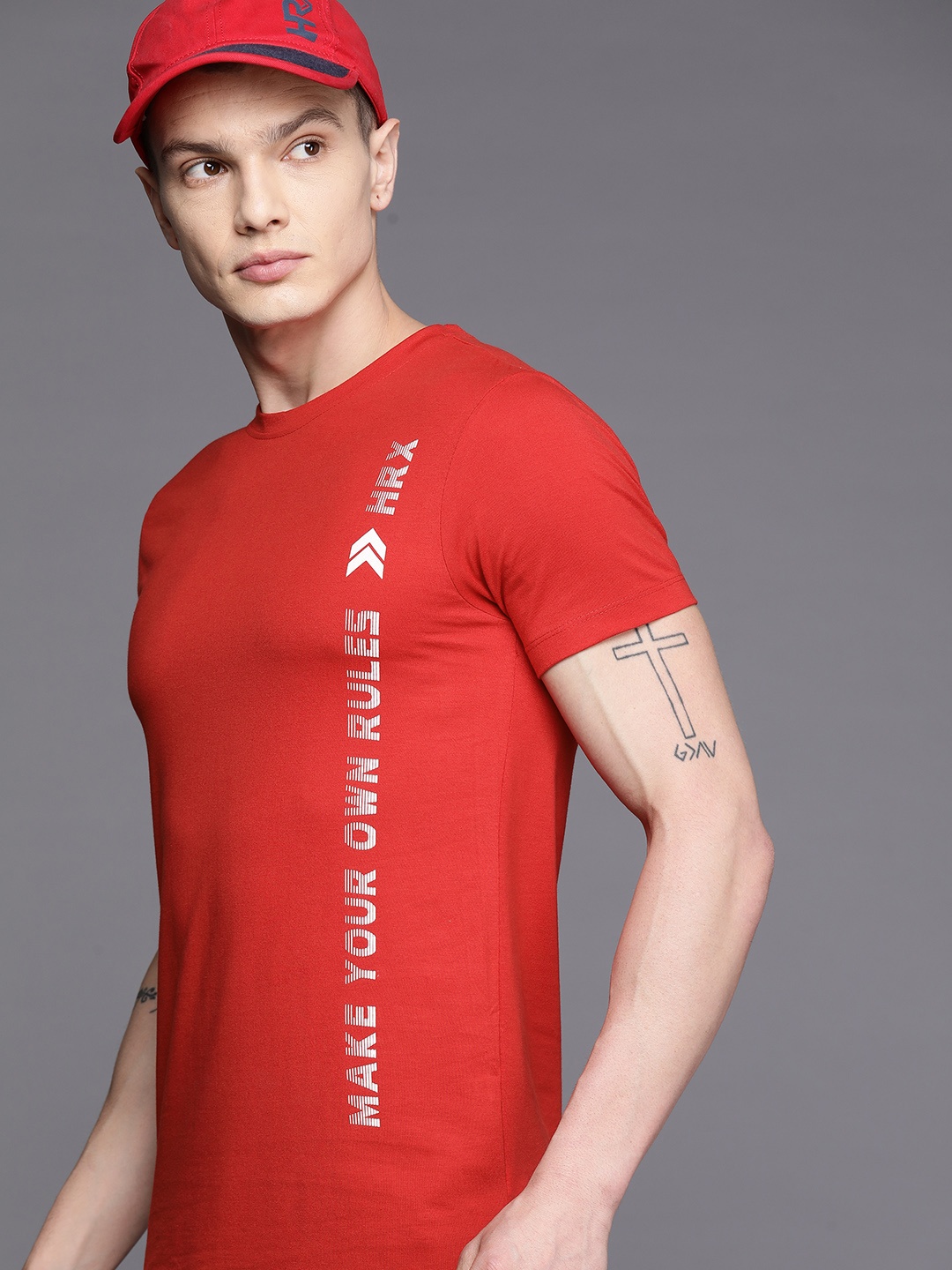 

HRX by Hrithik Roshan Typography Printed Training Rapid-Dry T-shirt, Red