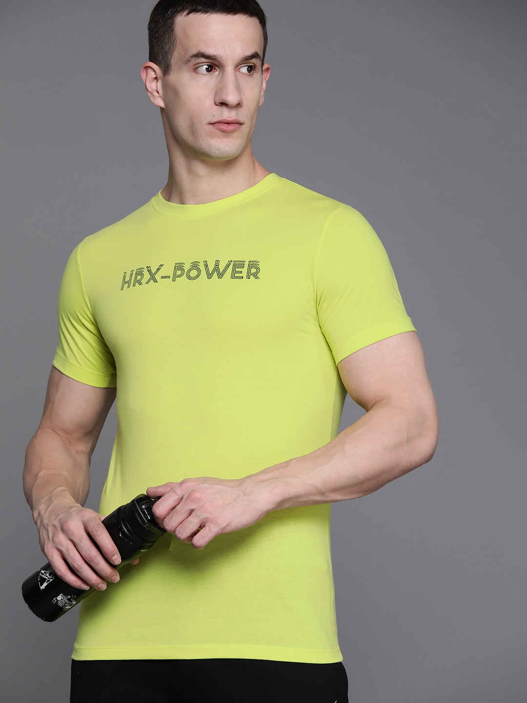 

HRX by Hrithik Roshan Rapid-Dry Printed Training T-shirt, Lime green