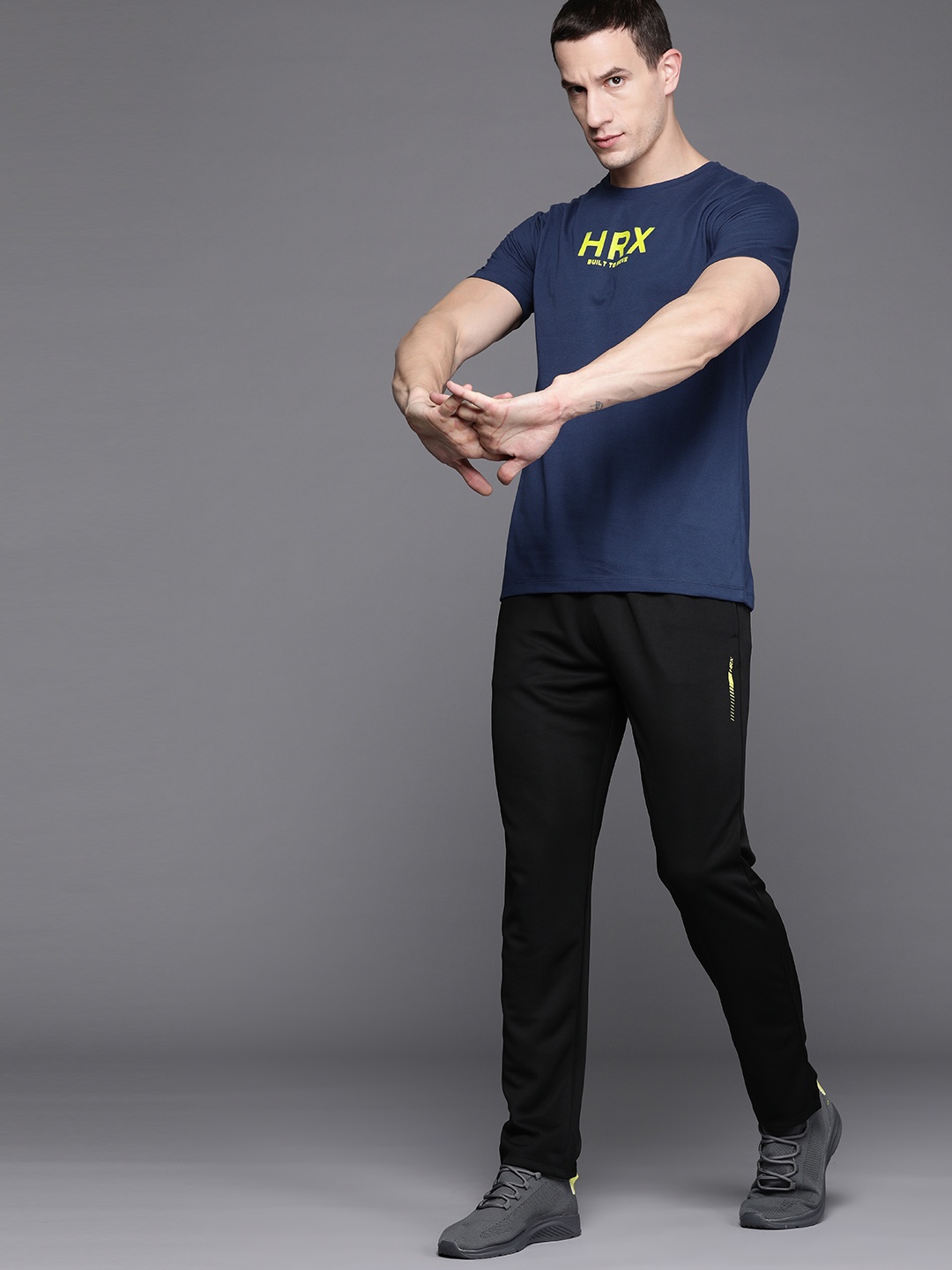 

HRX by Hrithik Roshan Brand Logo Printed Rapid-Dry Training T-shirt, Navy blue