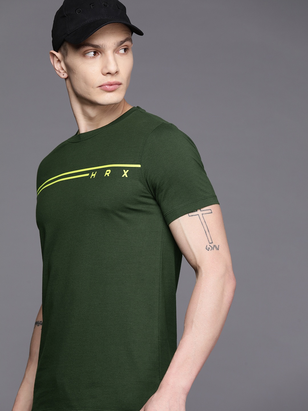 

HRX by Hrithik Roshan Striped Training Rapid-Dry T-shirt, Green