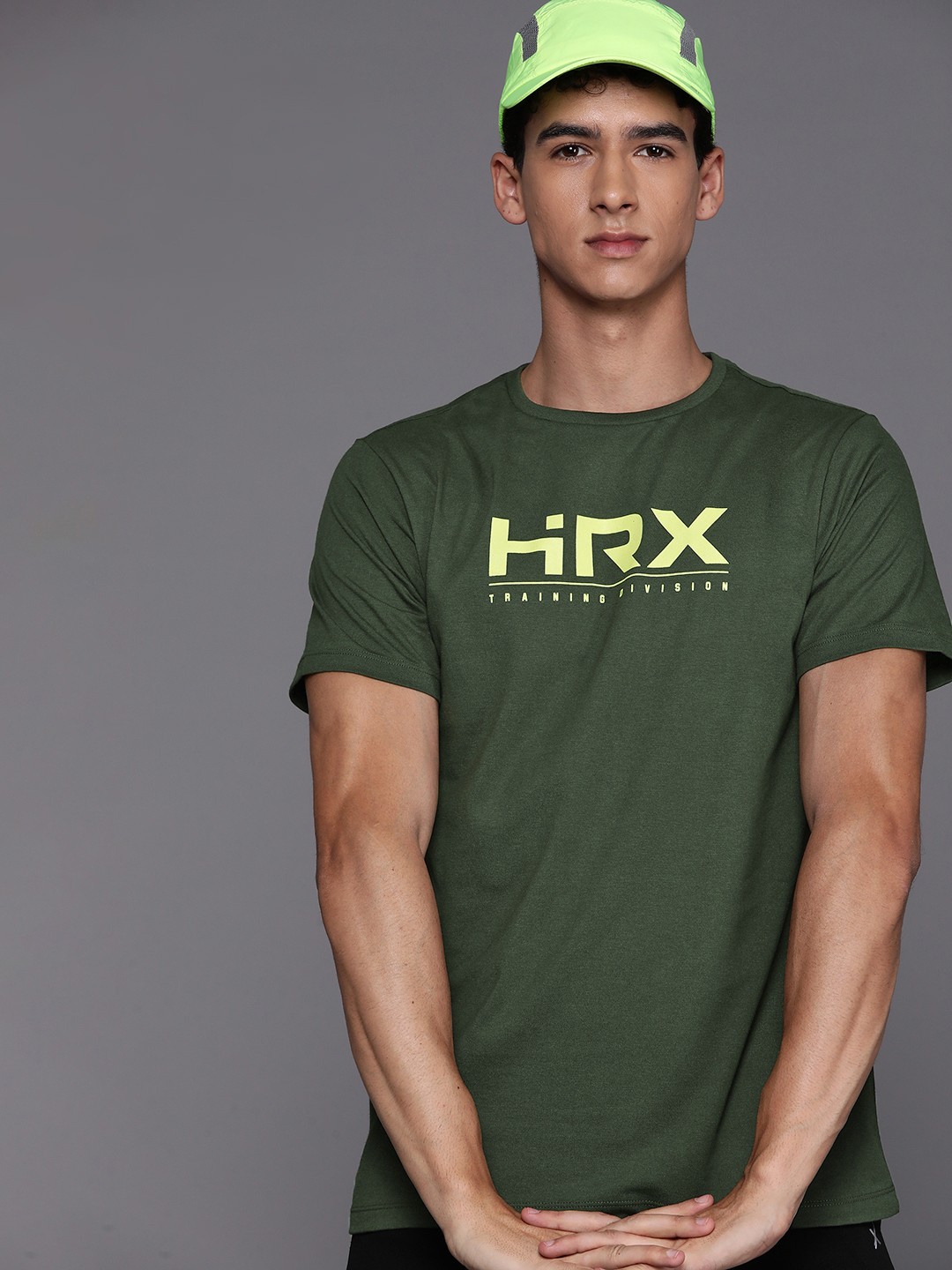 

HRX by Hrithik Roshan Men Brand Logo Rapid-Dry Training T-shirt, Olive