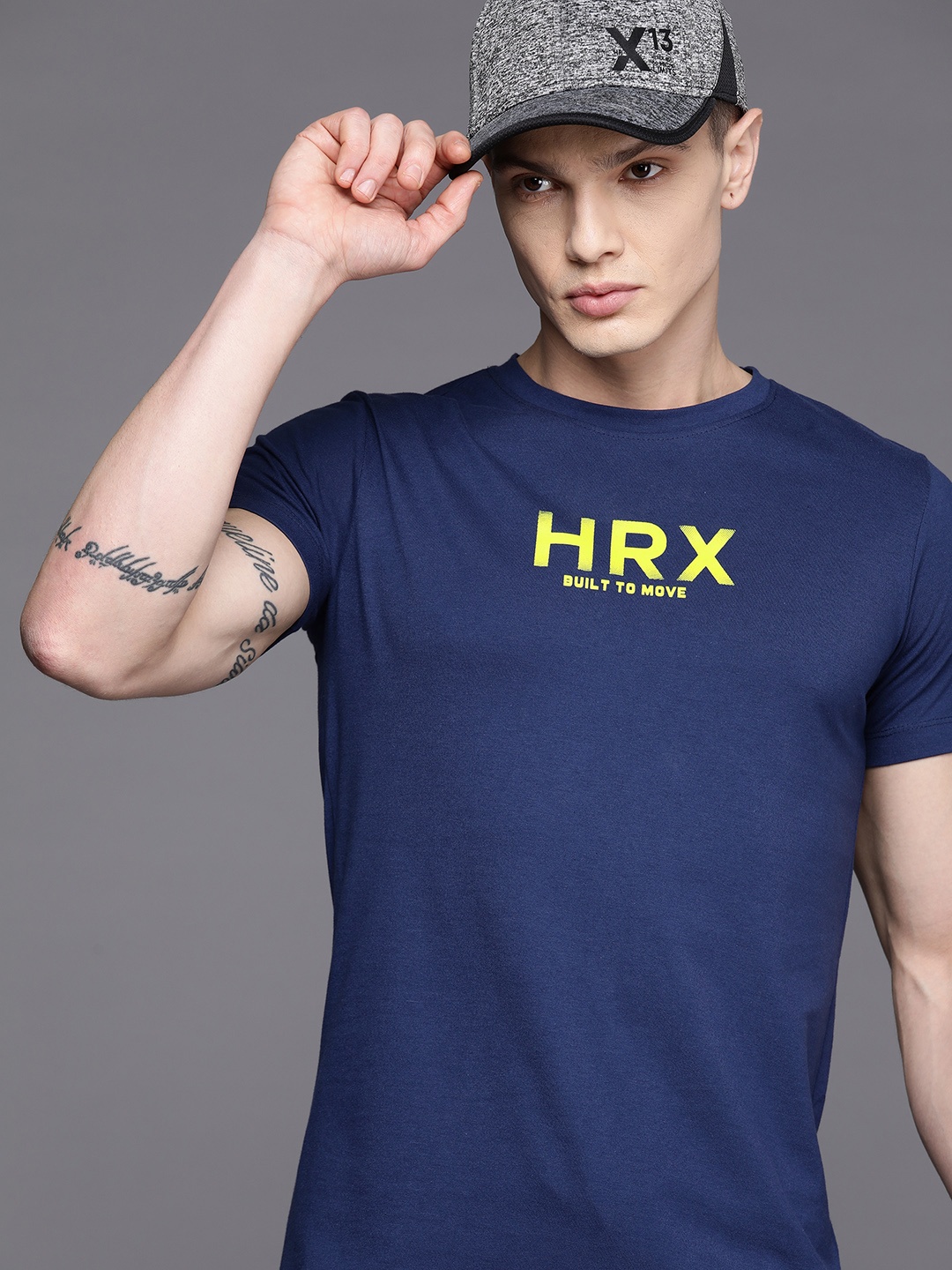 

HRX by Hrithik Roshan Brand Logo Printed Training Rapid-Dry T-shirt, Blue