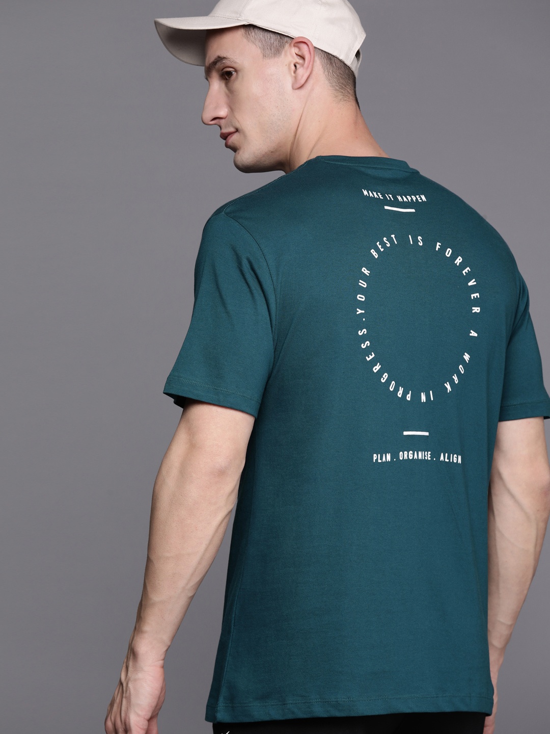 

HRX by Hrithik Roshan Printed Pure Cotton Relaxed Fit Lifestyle T-shirt, Teal