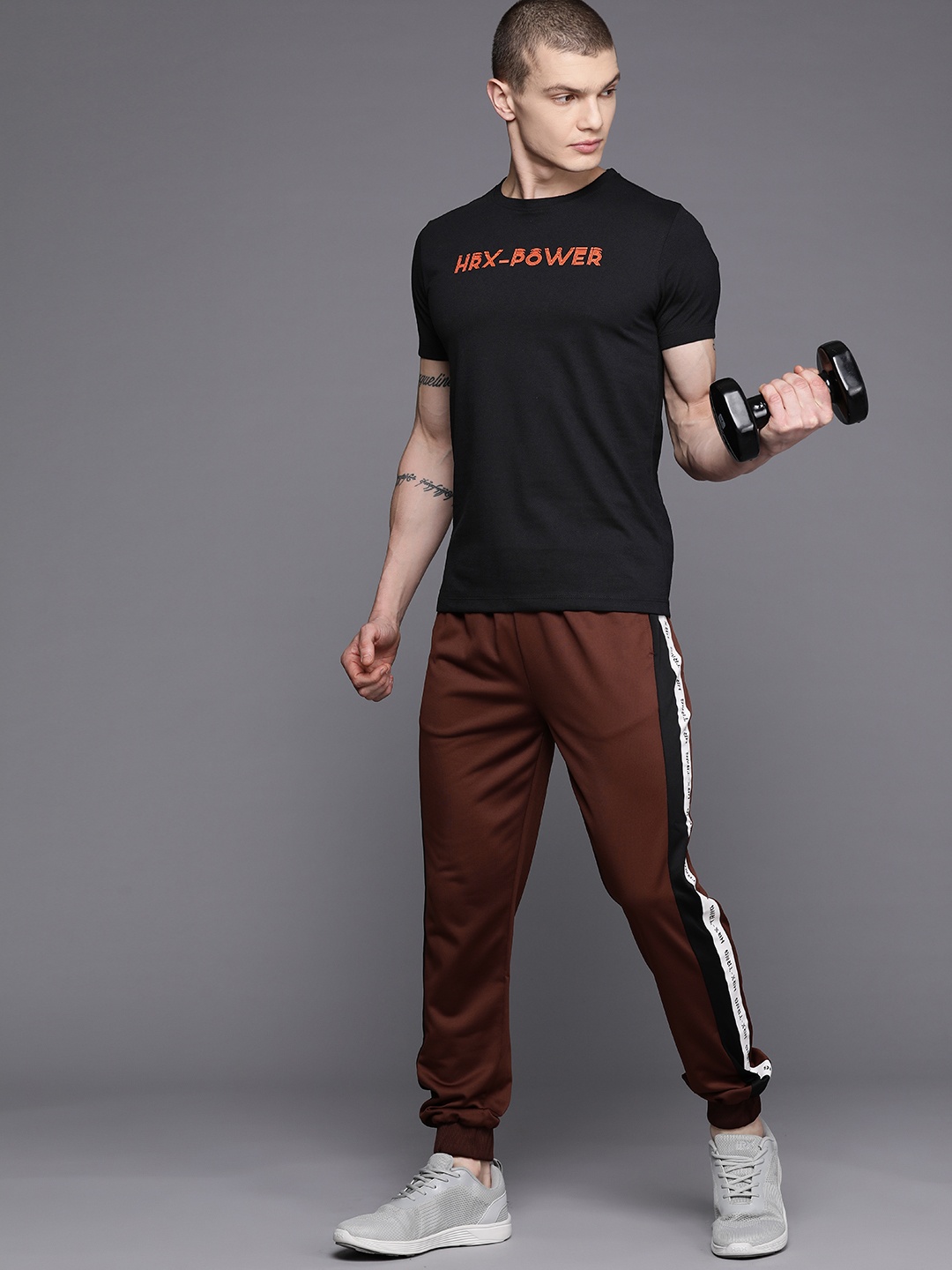 

HRX by Hrithik Roshan Typography Printed Training Rapid-Dry T-shirt, Black