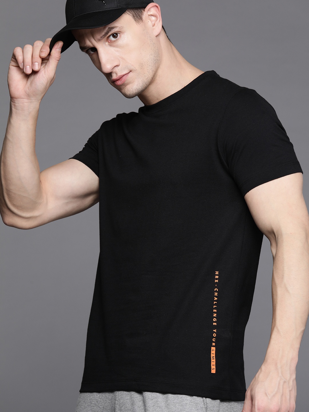 

HRX by Hrithik Roshan Typography Printed Rapid-Dry Training T-shirt, Black