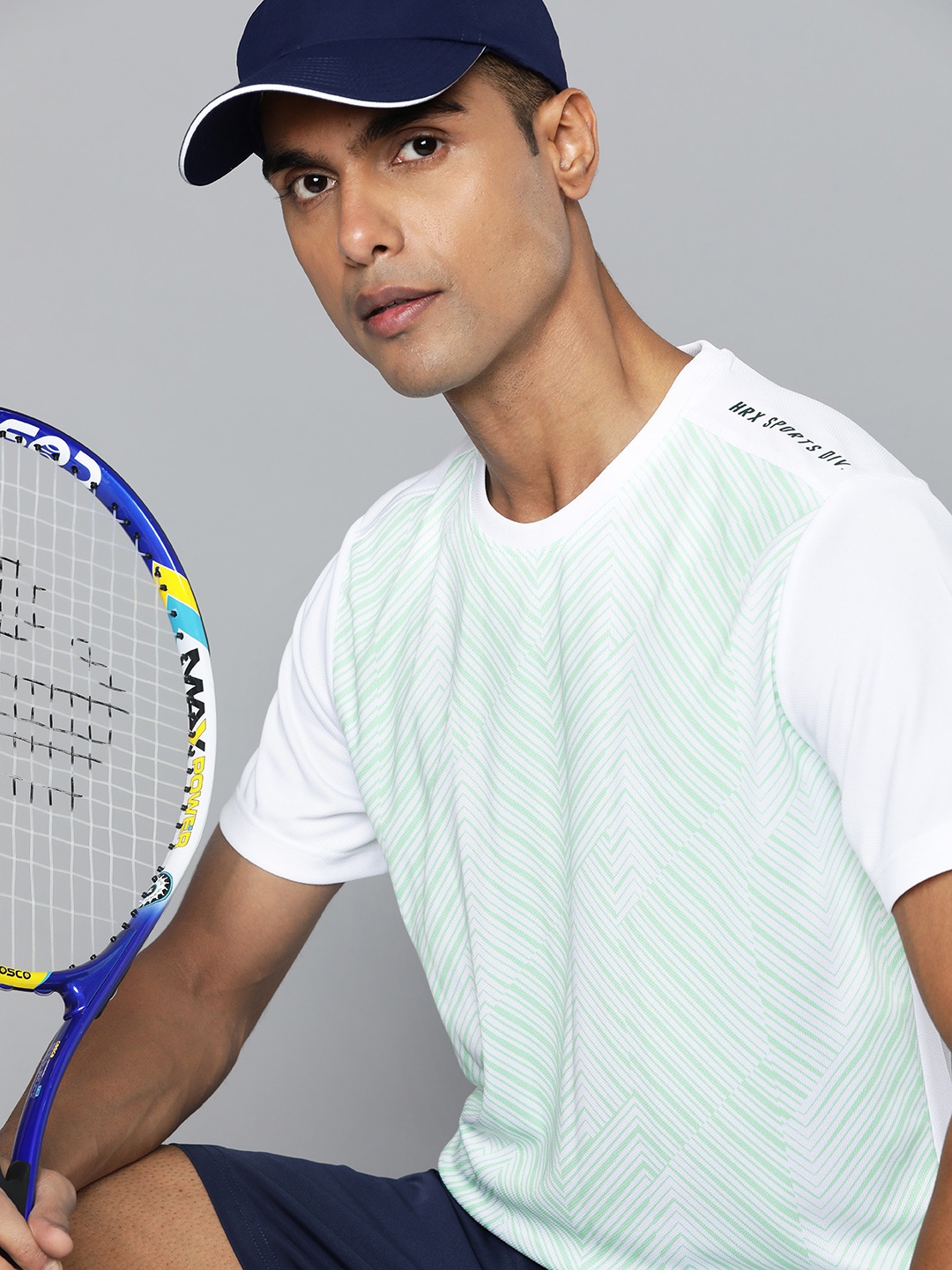 

HRX by Hrithik Roshan Rapid-Dry Printed Racket Sport T-shirt, White