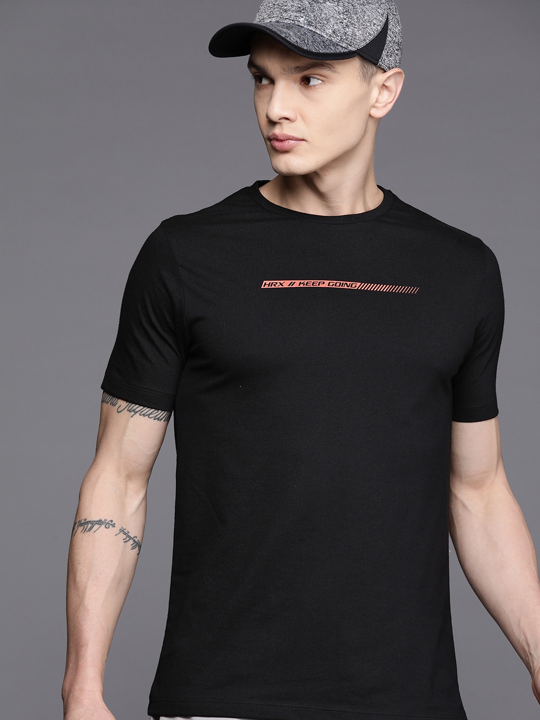 

HRX by Hrithik Roshan Printed Detail Training T-shirt, Black