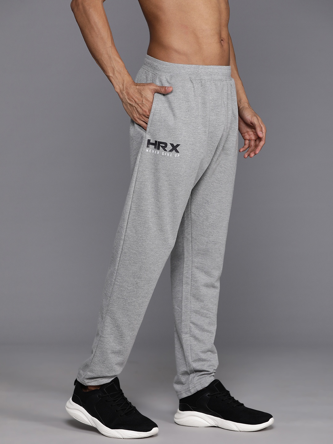 

HRX by Hrithik Roshan Men Rapid-Dry Training Track Pants, Grey melange