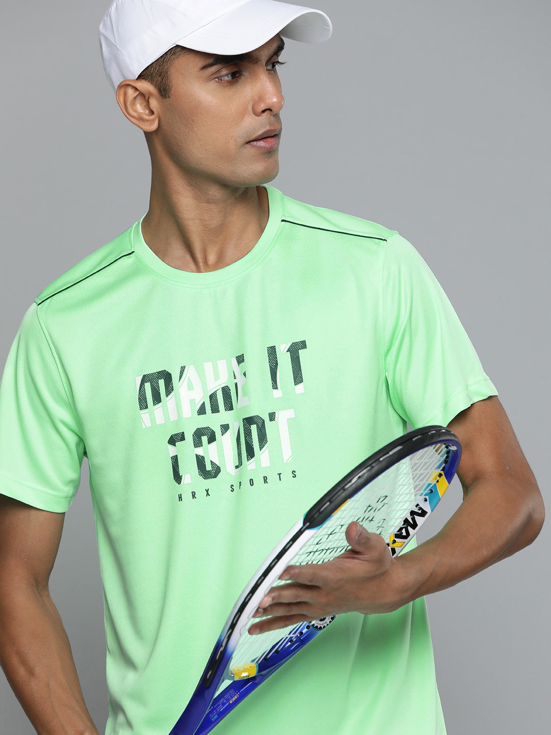 

HRX by Hrithik Roshan Rapid-Dry Typography Printed Racket Sports T-shirt, Green