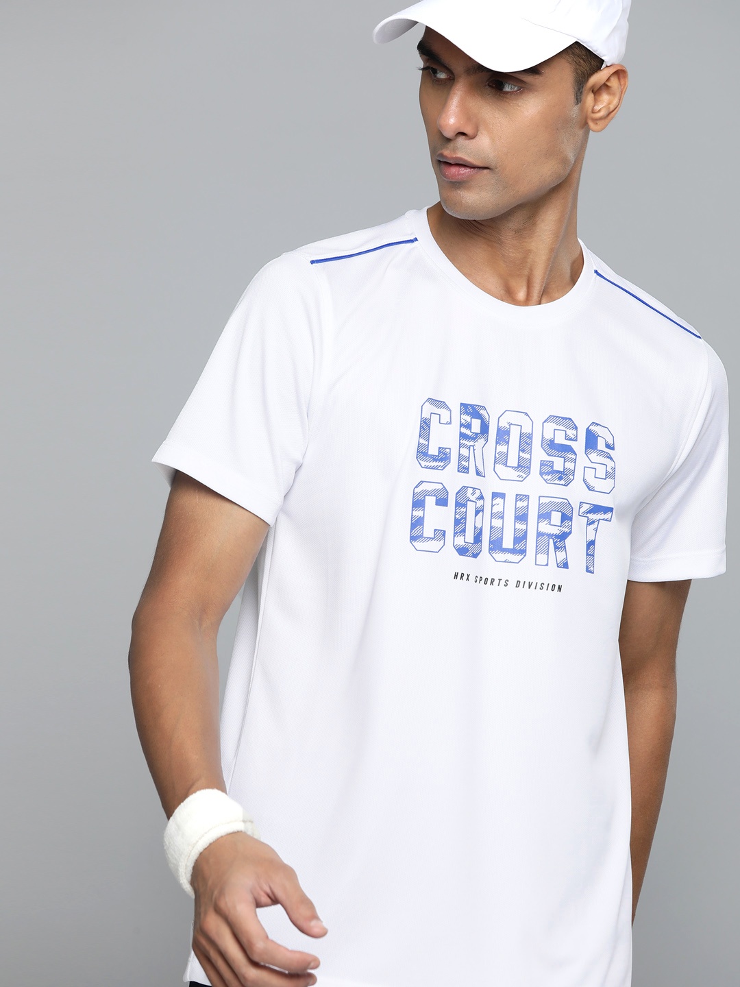 

HRX by Hrithik Roshan Rapid-Dry Typography Printed Racket Sports T-shirt, White