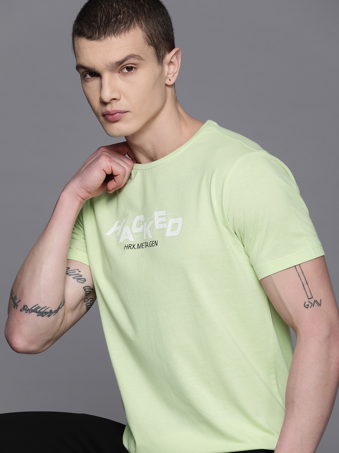 

HRX by Hrithik Roshan Typography Printed Regular Fit T-shirt, Green