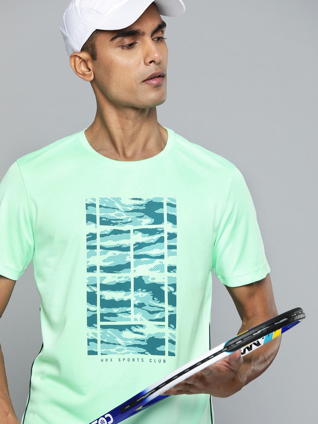 

HRX by Hrithik Roshan Rapid-Dry Printed Racket Sport T-shirt, Sea green