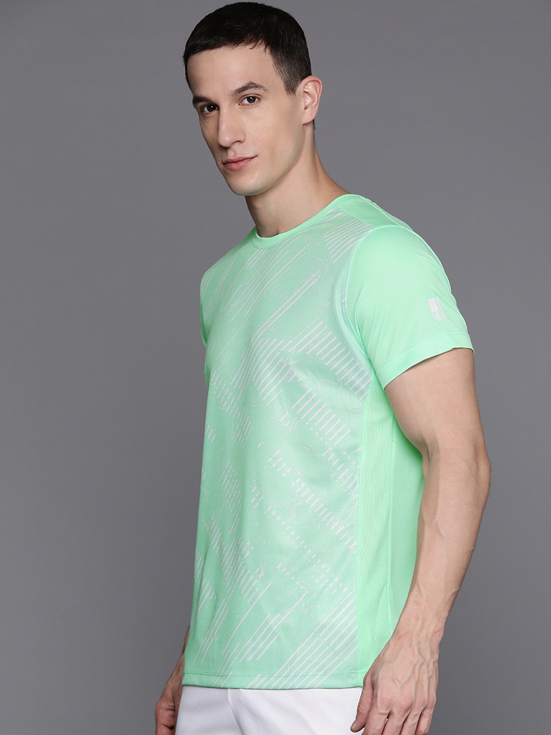 

HRX by Hrithik Roshan Rapid-Dry Printed Racket Sport T-shirt, Green