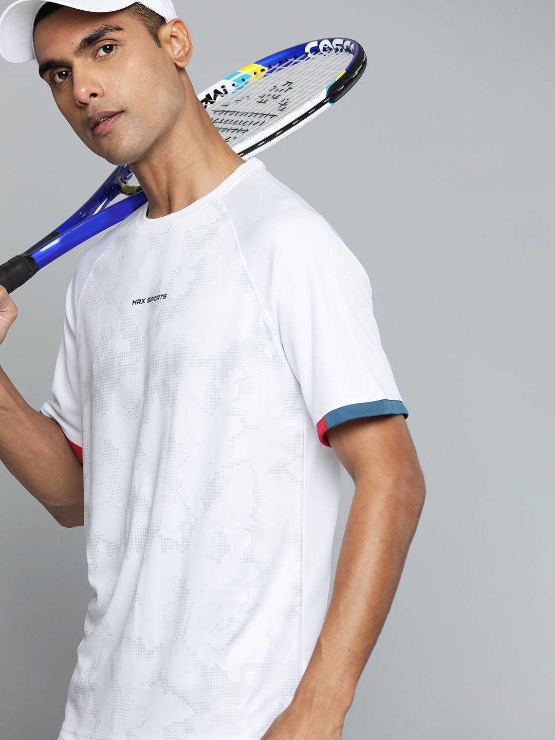 

HRX by Hrithik Roshan Printed Antimicrobial Badminton T-shirt, White