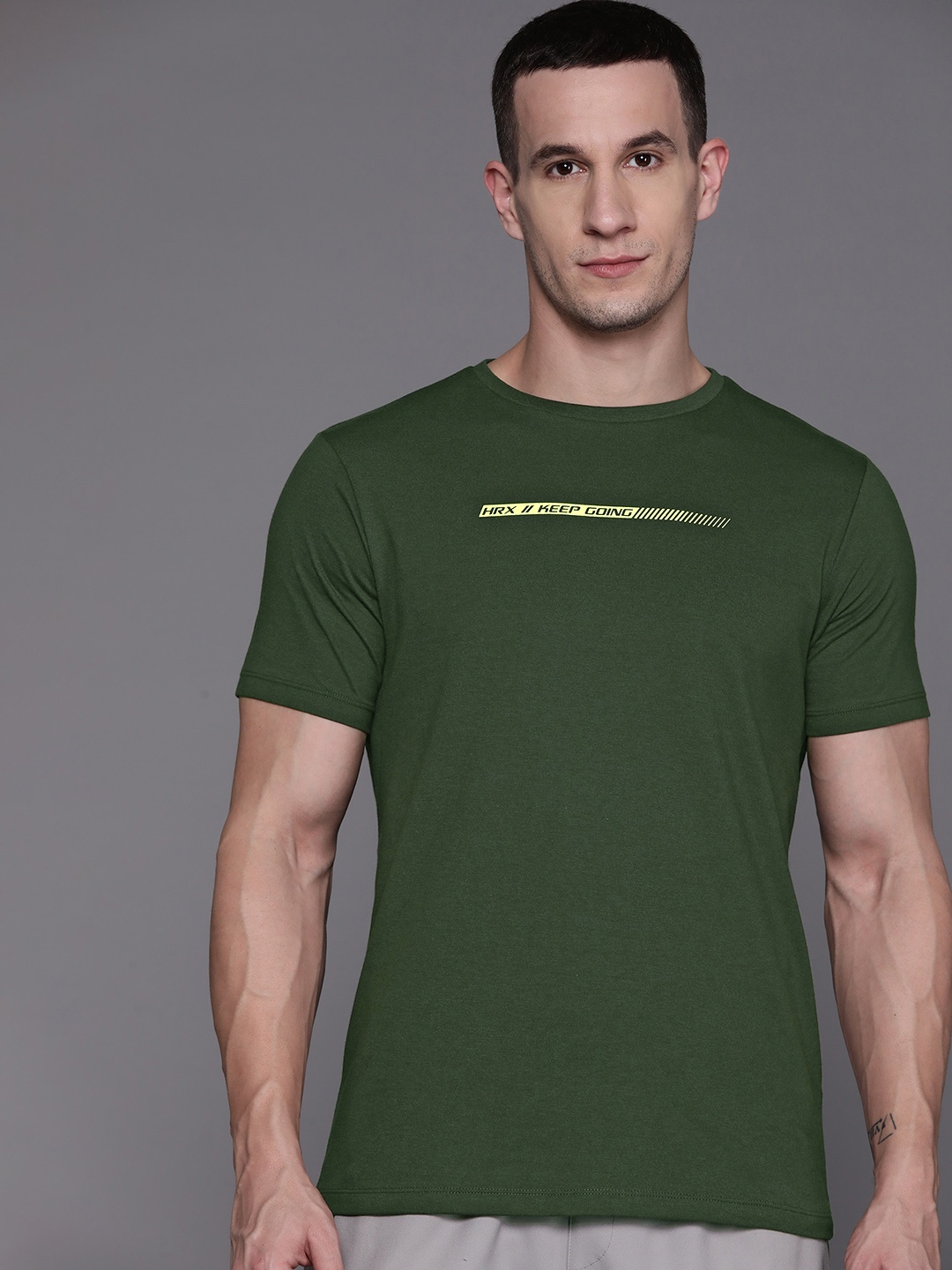 

HRX by Hrithik Roshan Men Rapid-Dry Training T-shirt, Olive