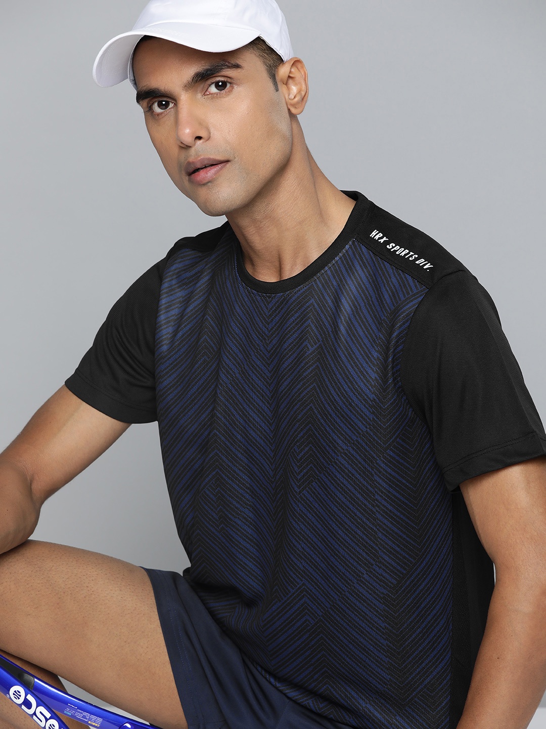 

HRX by Hrithik Roshan Printed Rapid-Dry Racket T-shirt, Black