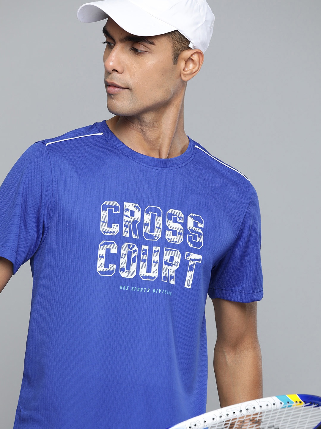 

HRX by Hrithik Roshan Rapid-Dry Printed Racket Sport T-shirt, Blue