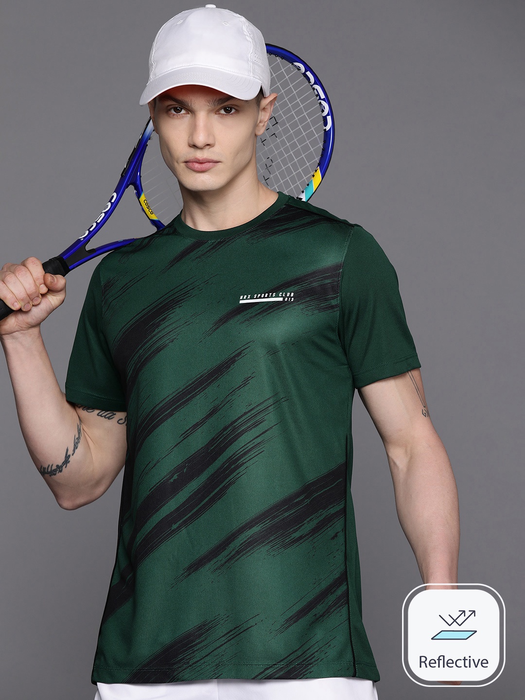 

HRX by Hrithik Roshan Printed Rapid-Dry Racket Sport T-shirt, Green