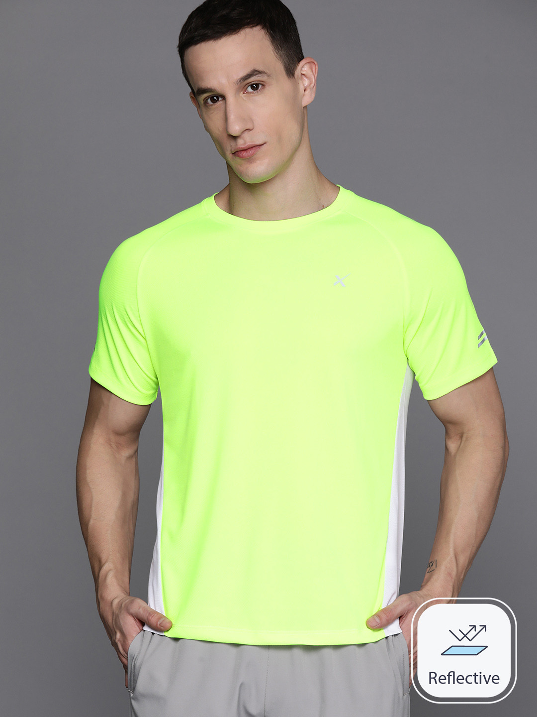 

HRX by Hrithik Roshan Rapid-Dry Running Reflective T-shirt, Lime green