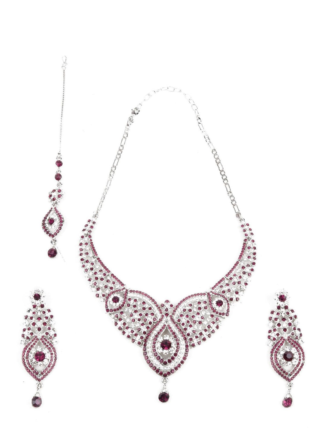 

ODETTE Silver-Plated Stone-Studded Jewellery Set