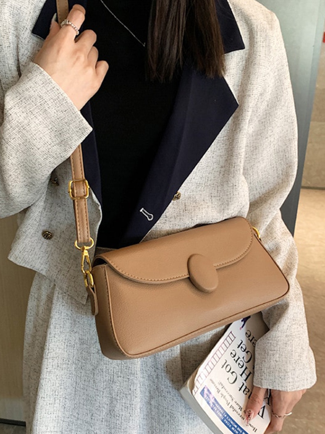 

Diana Korr PU Structured Sling Bag, Brown
