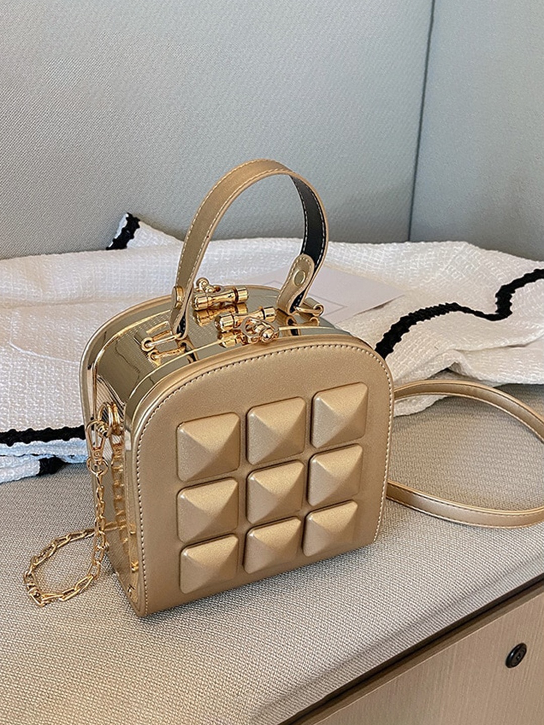 

Diana Korr Textured Structured Sling Bag, Gold