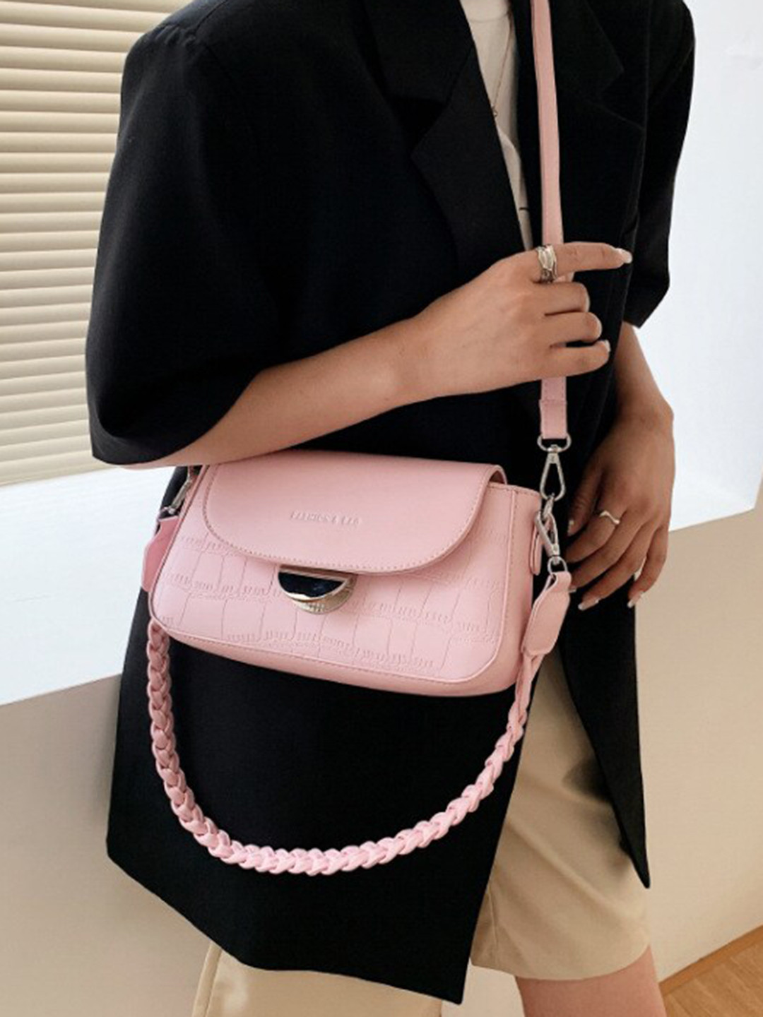 

Diana Korr Textured Oversized Structured Handheld Bag, Pink