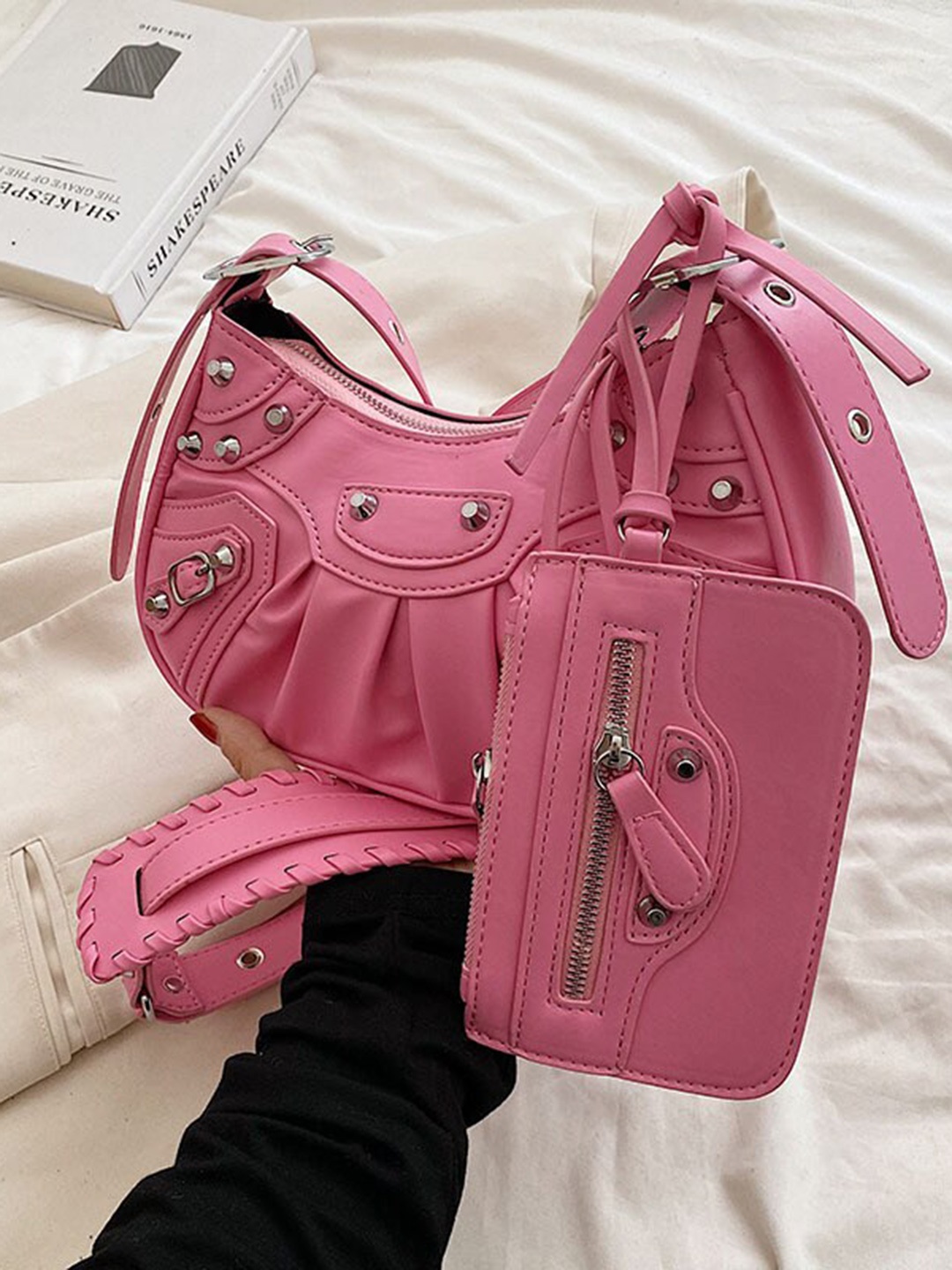 

Diana Korr Pink PU Structured Shoulder Bag