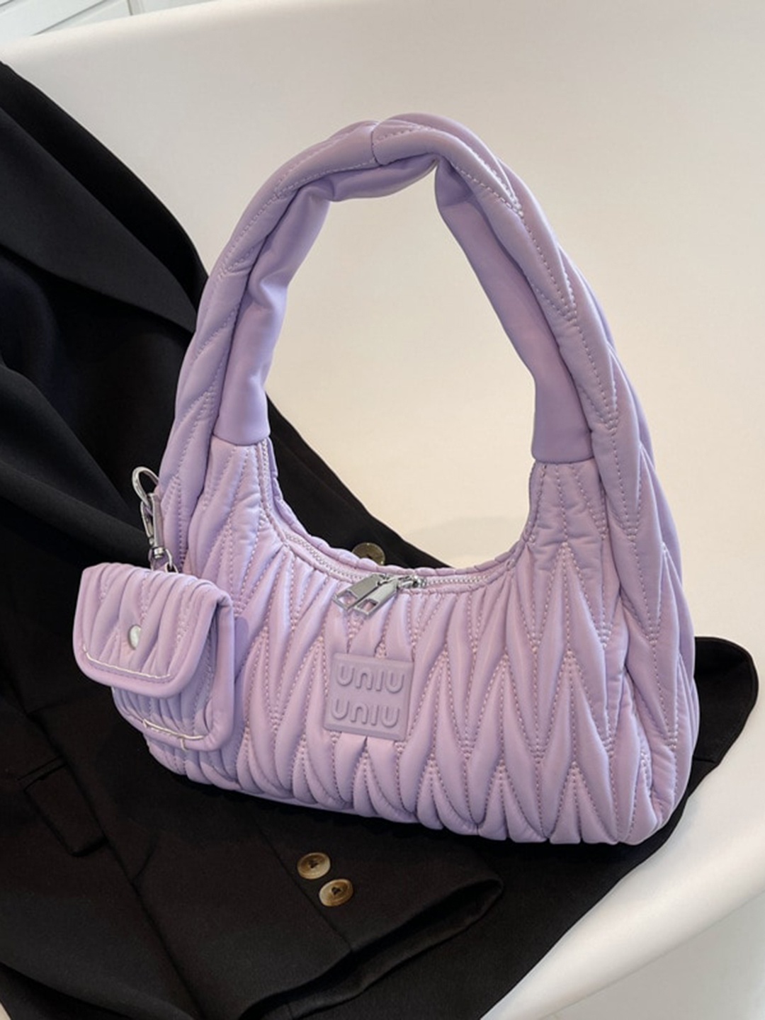 

Diana Korr Textured PU Bucket Handheld Bag with Pouch, Purple