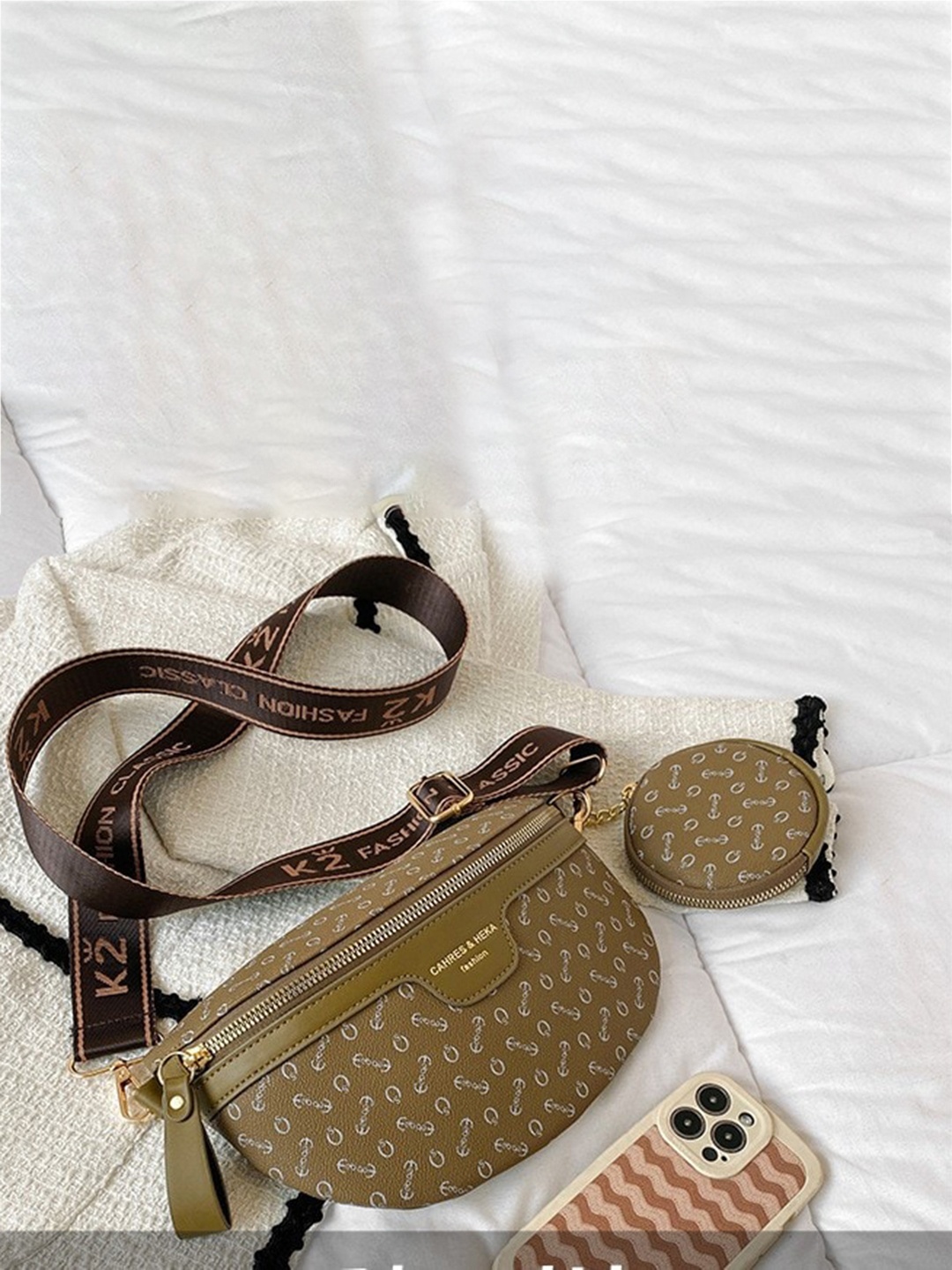 

Diana Korr Khaki PU Structured Handheld Bag with Applique