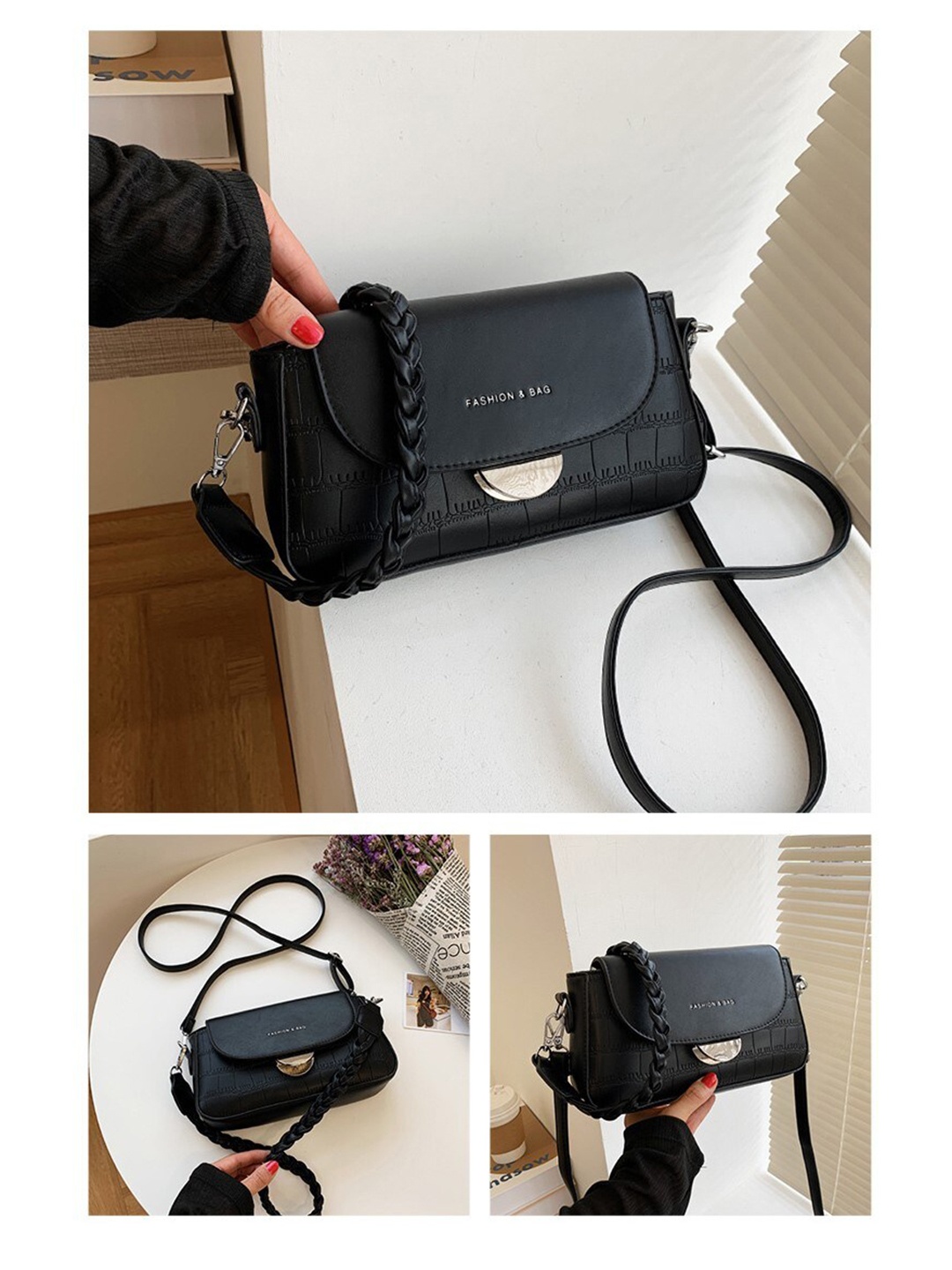 

Diana Korr Black PU Structured Handheld Bag with Quilted