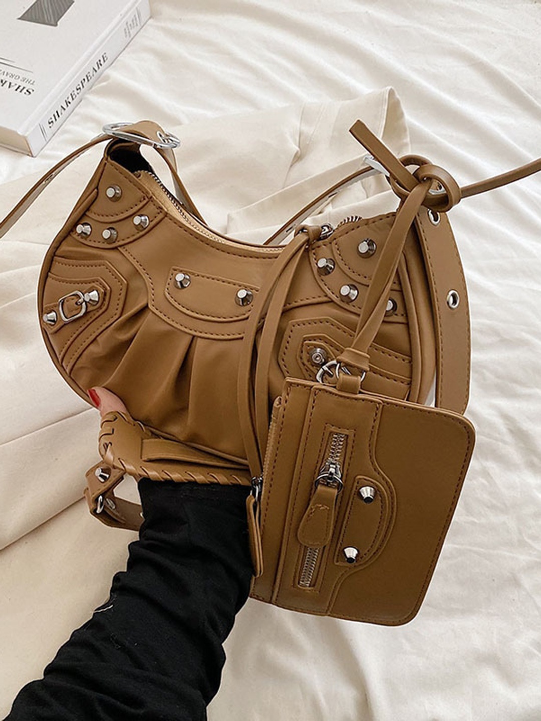 

Diana Korr Brown PU Structured Shoulder Bag
